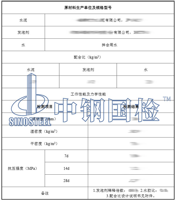 泡沫混凝土檢測(cè)項(xiàng)目結(jié)果