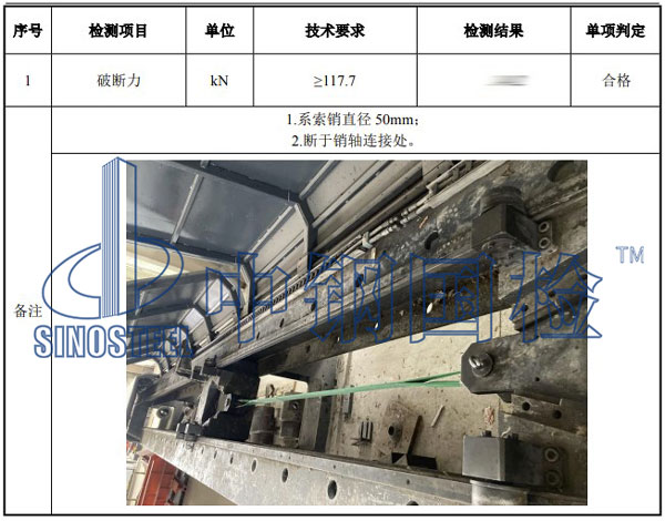 吊索具檢測項目結(jié)果