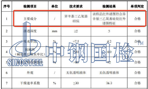 硅烷浸漬劑主要成分檢測(cè)結(jié)果
