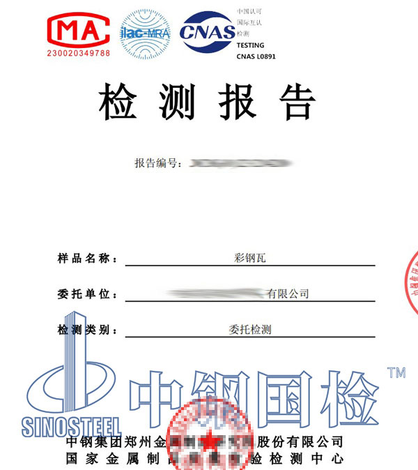 中鋼國(guó)檢檢測(cè)報(bào)告圖片