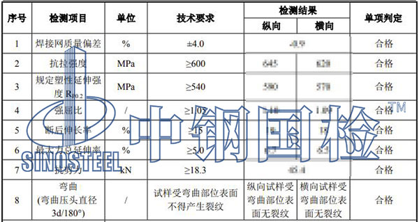 焊接強度檢測項目結(jié)果